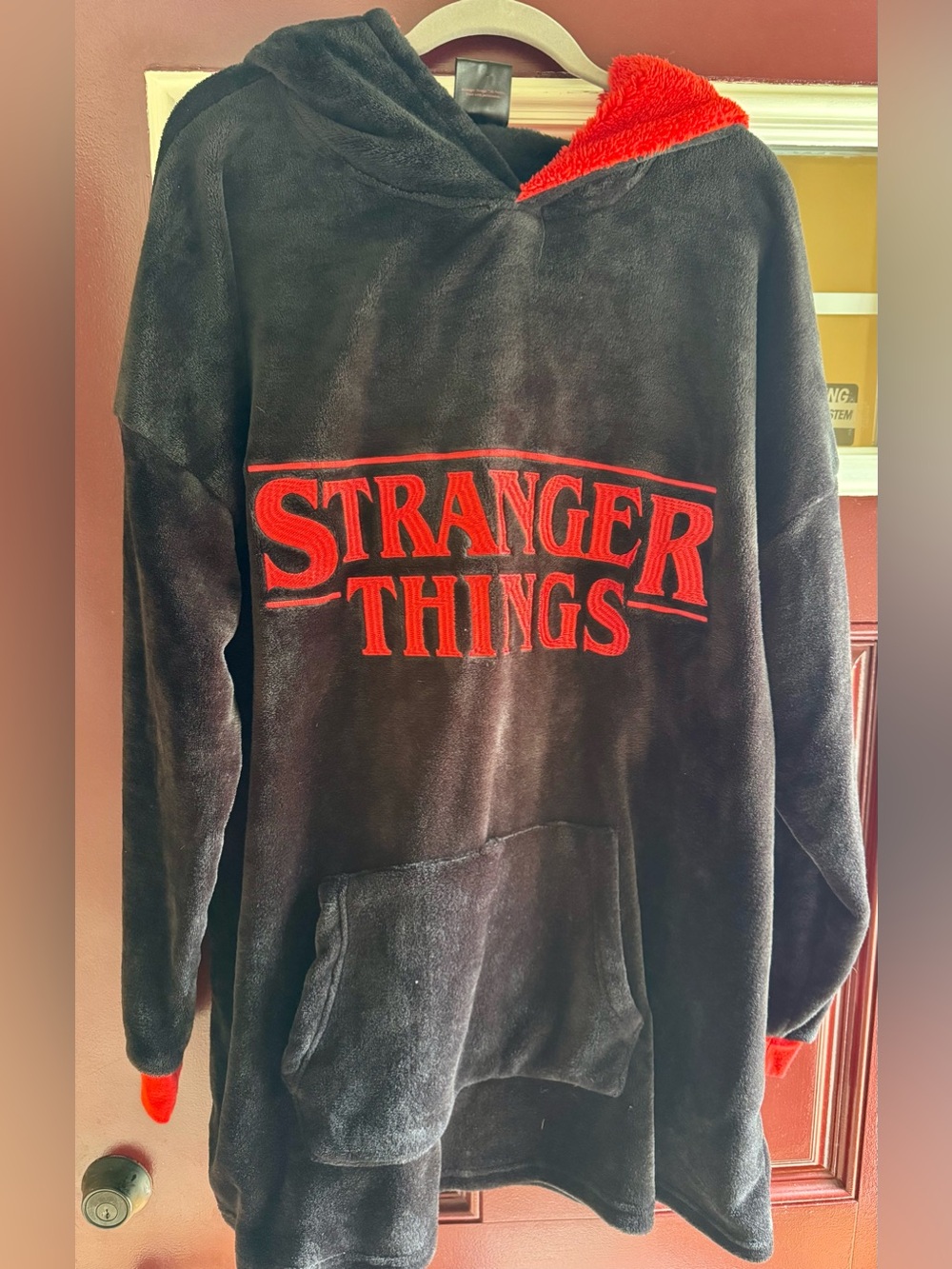 Netflix Black Plush Crewneck with Red 'Stranger Things' Logo